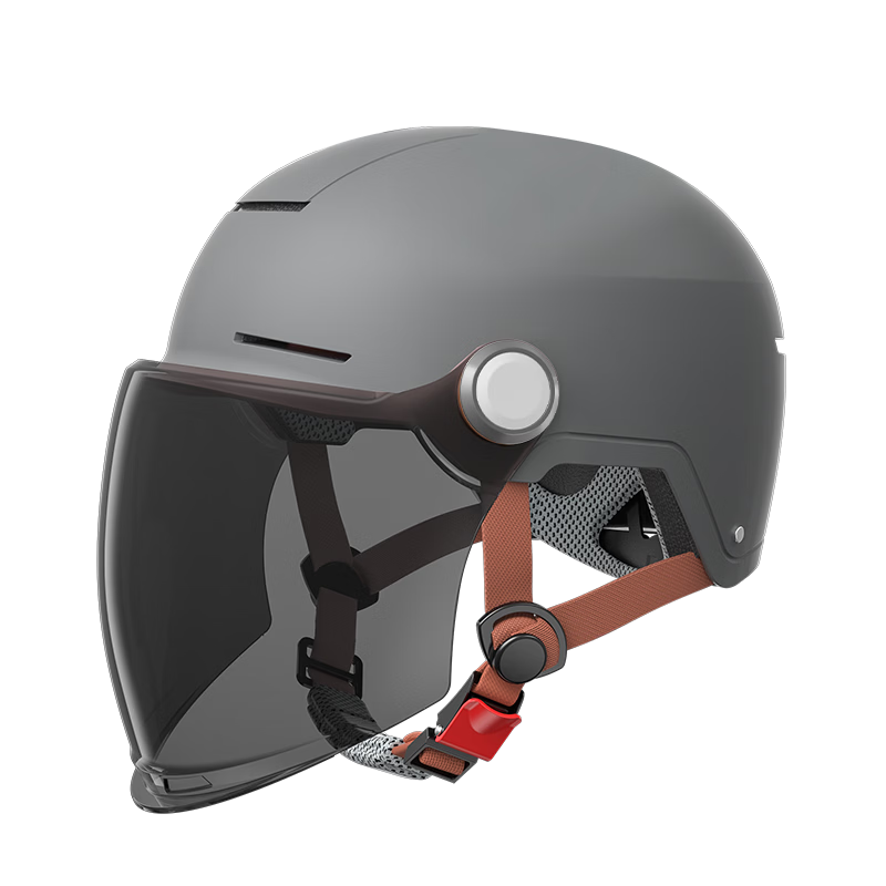 NEVA New National Standard 3C Certified Class A Helmet Electric Motorcycle Unisex Summer Comfortable Lightweight Electric Scooter Half Helmet Safety Cap Deep Space Gray - Brown Long Visor + Transparen