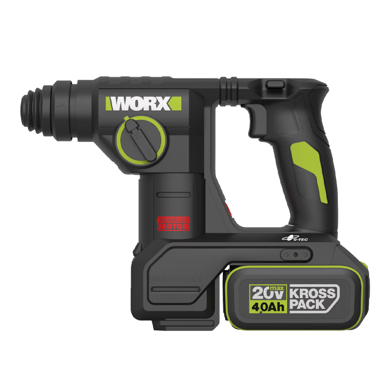 WORX 20V Dust Collection Lithium Battery Hammer Drill WU384 (4.0Ah Single Battery) Electric Impact Drill for Concrete and Wall Drilling Power Tool