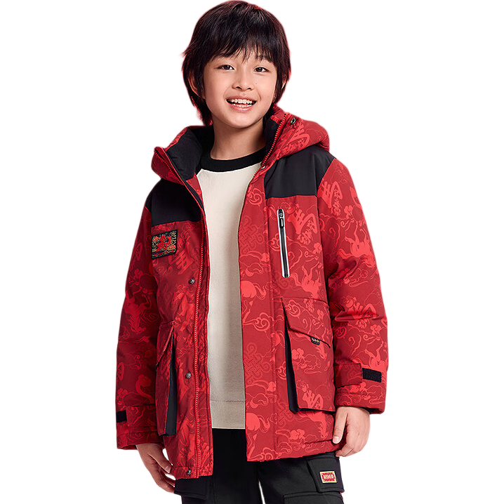 BALABALA Kids Down Jacket Boys Girls 2025 New Spring Warm Thickened Youth Red Festival Outfit Trend