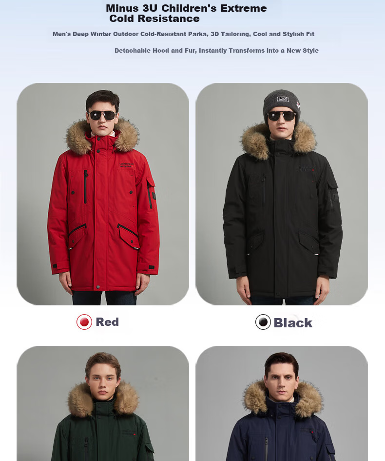 LOOPDIVISION Men's Outdoor Windproof Water-Repellent Extreme Cold Warm Mid-Length Parker Coat ROGER 3