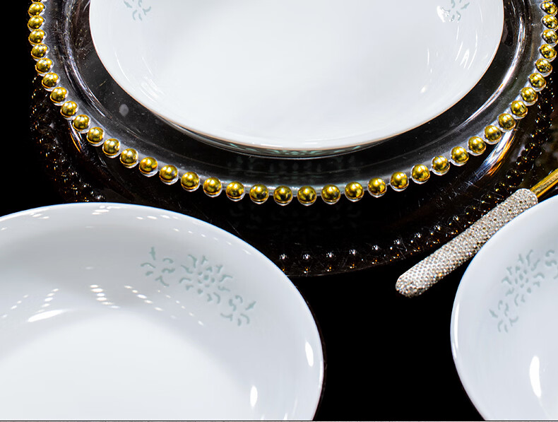 Taoxianghui Jingdezhen Underglaze Color Exquisite White Porcelain 8-Inch Deep Rice and Vegetable Plates High-Temperature Ceramic Plates Set of 6 9