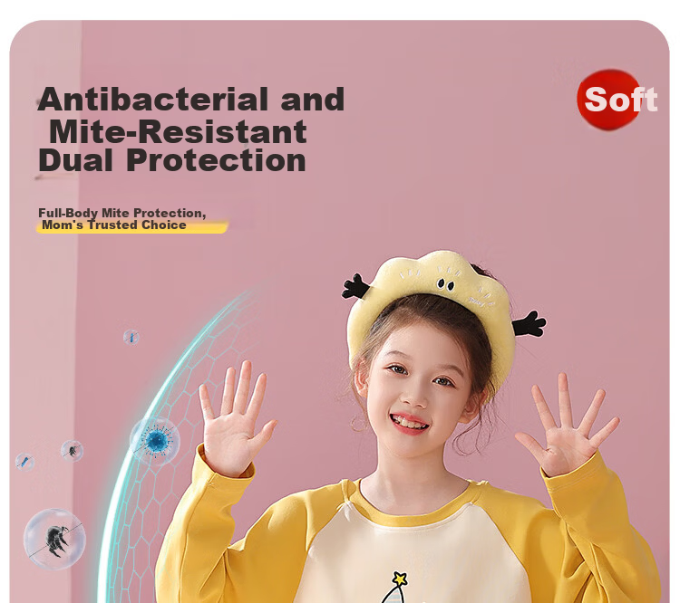 Bingxue Mian Children's Pajamas Girls Pure Cotton Crew Neck Spring Autumn Homewear Set Long Sleeve Long Pants Outerwear Two-Piece Set for Older Kids 12