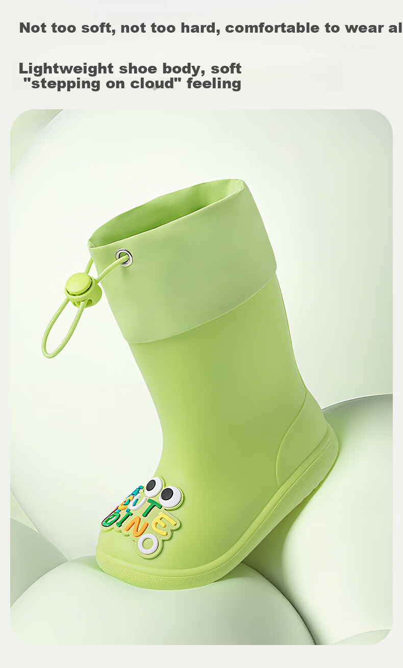 Zhubaba Children's Rain Boots Boys Non-Slip Waterproof Rain Shoes Girls Kindergarten School Water Shoes Blue Size 18 6