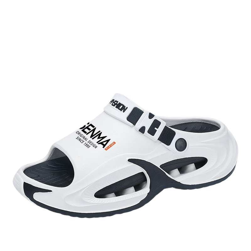 Senma Men's Summer Slippers Outdoor Non-Slip Thick Sole Large Size Beach Sandals Black 42-43