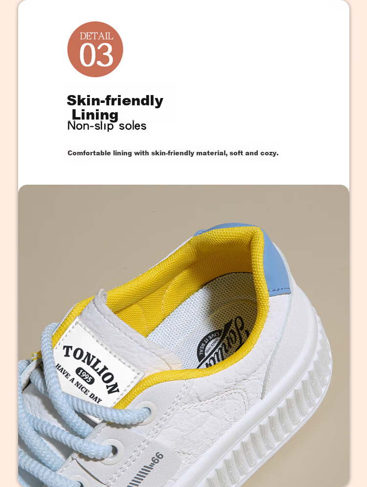 TonLion Women's Shoes Spring Summer Sneakers Thick Sole Platform Casual Sports Shoes Off-White Size 37 8