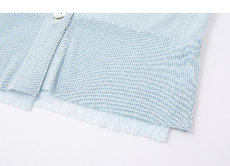 Demana [Breathable Tencel] Spring V-Neck Hollow Out Organza Spliced Loose Slim Women's Knit Cardigan 14