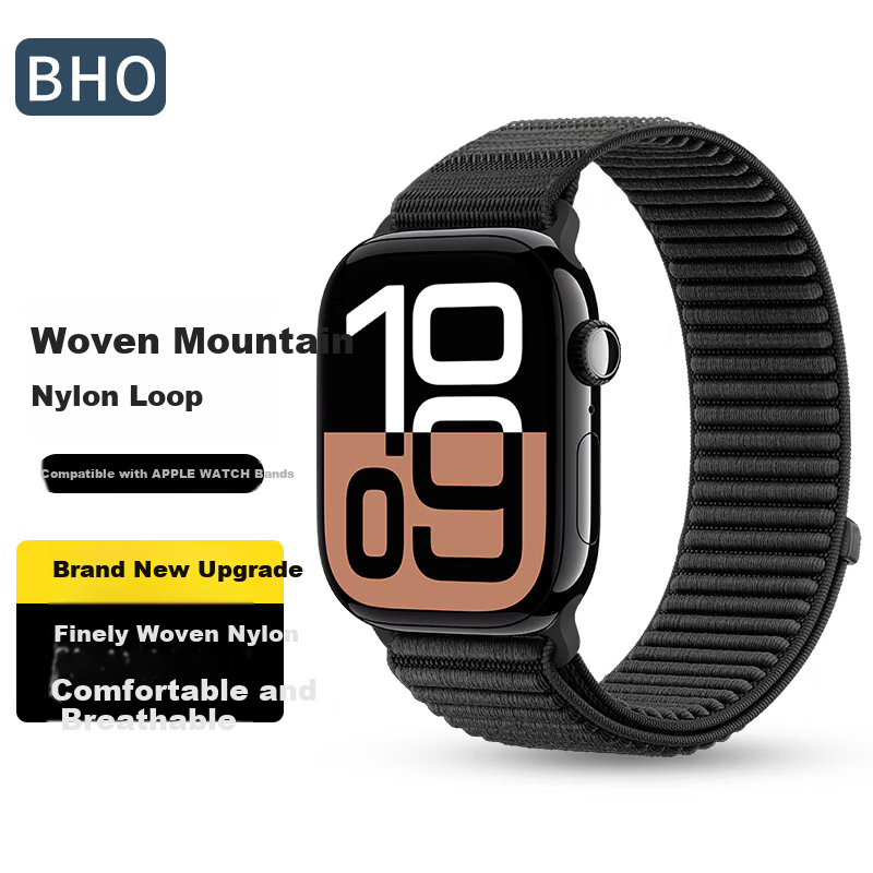 BHO Apple Watch Band for S11/ULTRA3 Wilderness Mountain Pattern Nylon Loop Strap for iWatch S10/9/8/7/SE3/2/1