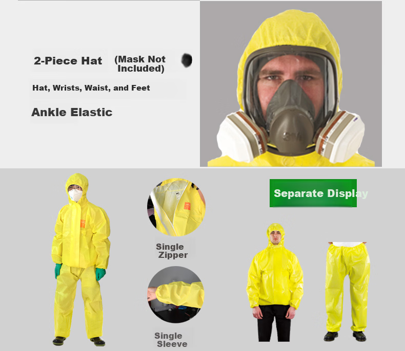 Ansell 3000 Two-Piece Protective Suit C-Level Hazardous Chemicals Transport Acid-Resistant and Alkali-Resistant Chemical Protective Suit Laboratory Workwear Two-Piece Chemical Protective Suit S 2