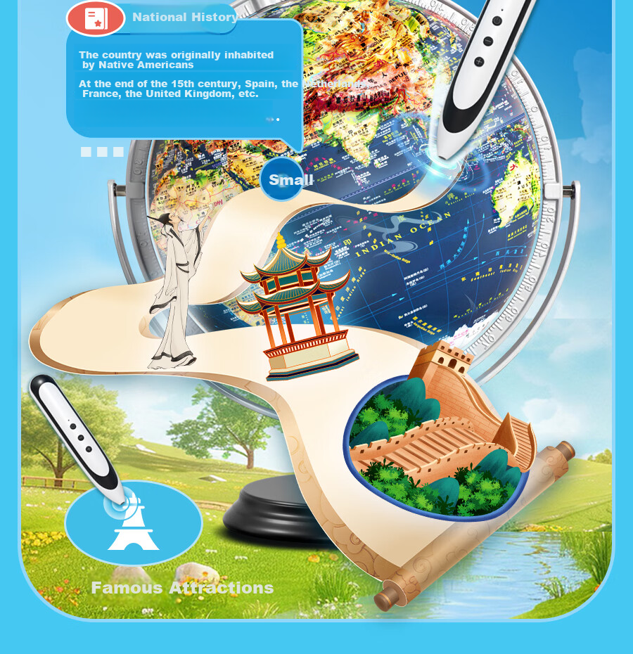 Blue Earth Embossed AR Reading Globe 3D Stereoscopic Student Children's Toy Boys Girls Birthday Gift Geography Enlightenment 8
