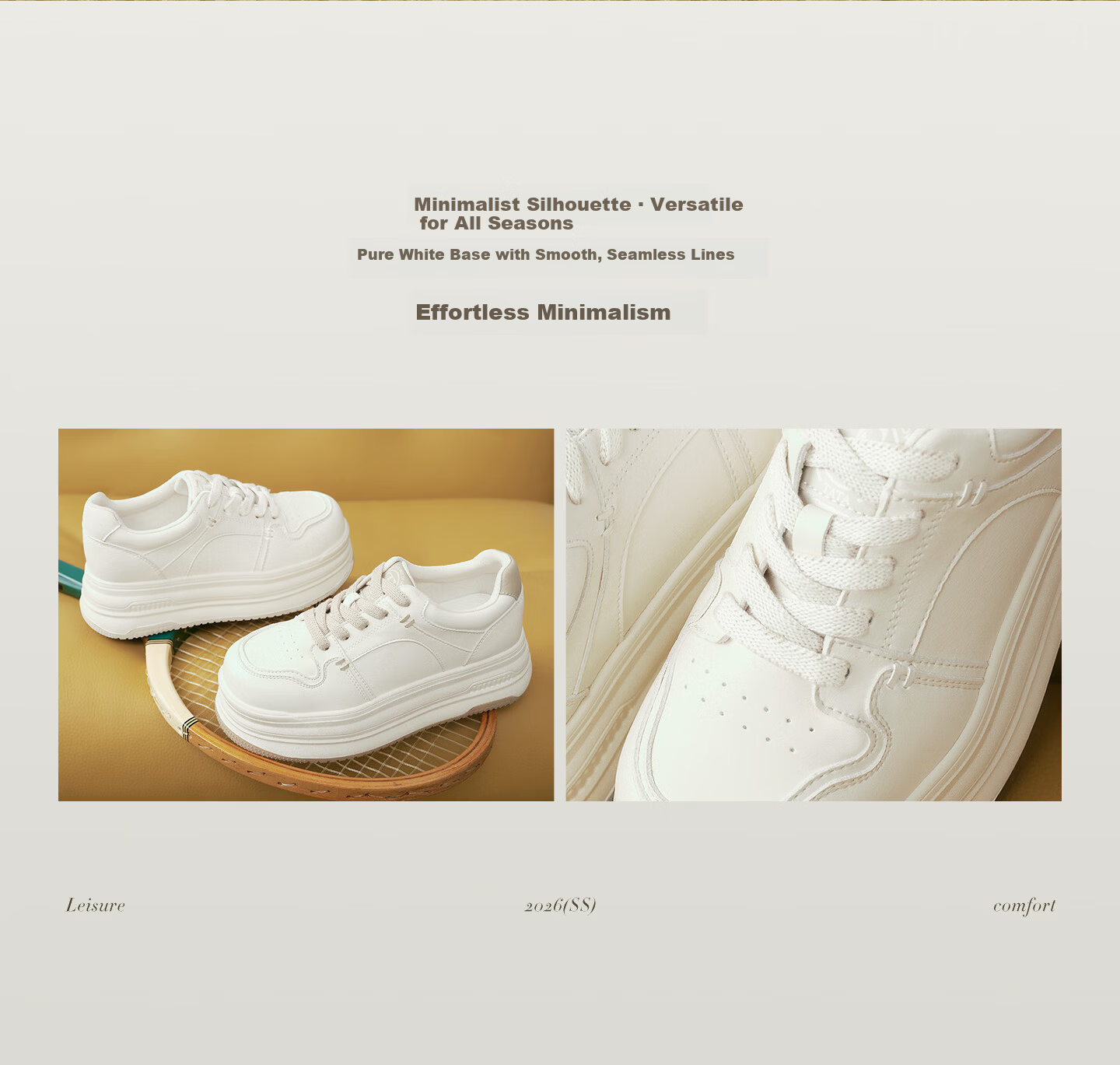 TATA 2026 Spring Mall Fashion Casual Versatile Sneakers Off-White Size 34 3