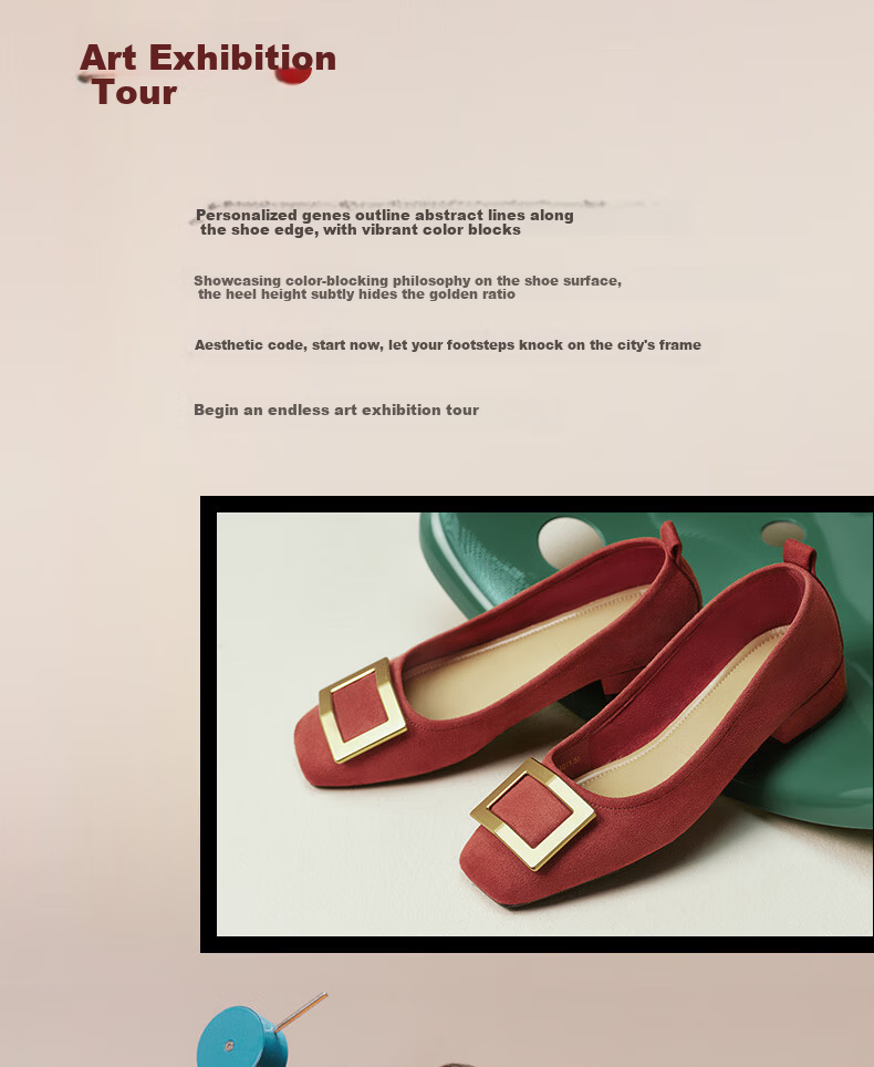 BASTO 26 Spring Simple Fashion Metal Buckle Chunky Heel Square Toe Women's Shoes B0016AQ6 Brown Red 37 3