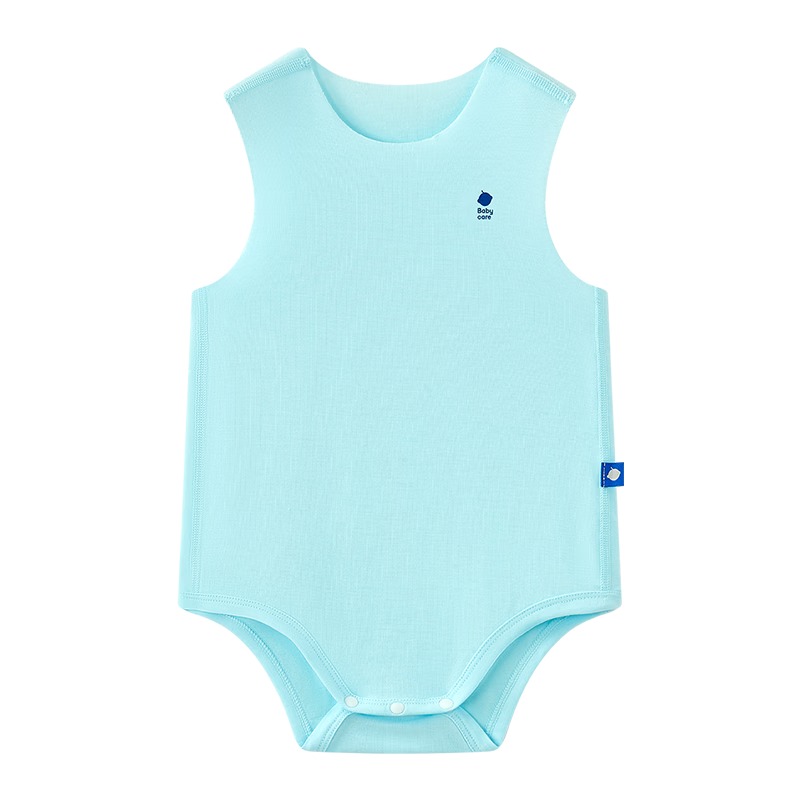 Babycare Natural Cool Adjustable Short Sleeve Triangle Romper Baby Bodysuit Moisture-Wicking Quick-Dry Jumpsuit Sea Breeze Blue 90