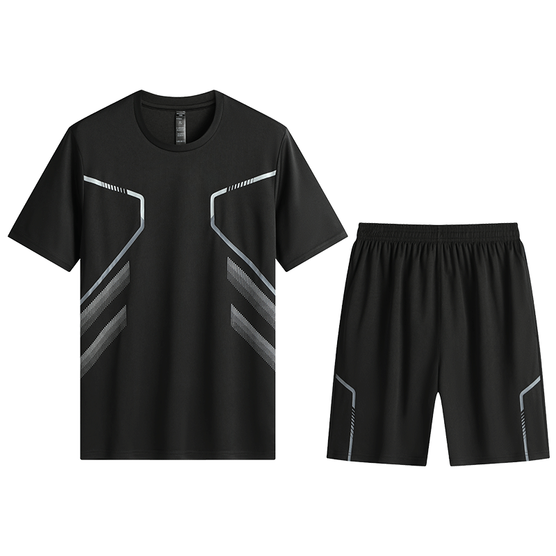 BURUITE Men's Summer Sports Set Short Sleeve Shorts Ice Silk Quick-Dry T-Shirt Athletics Training Fitness Running Basketball Badminton Apparel