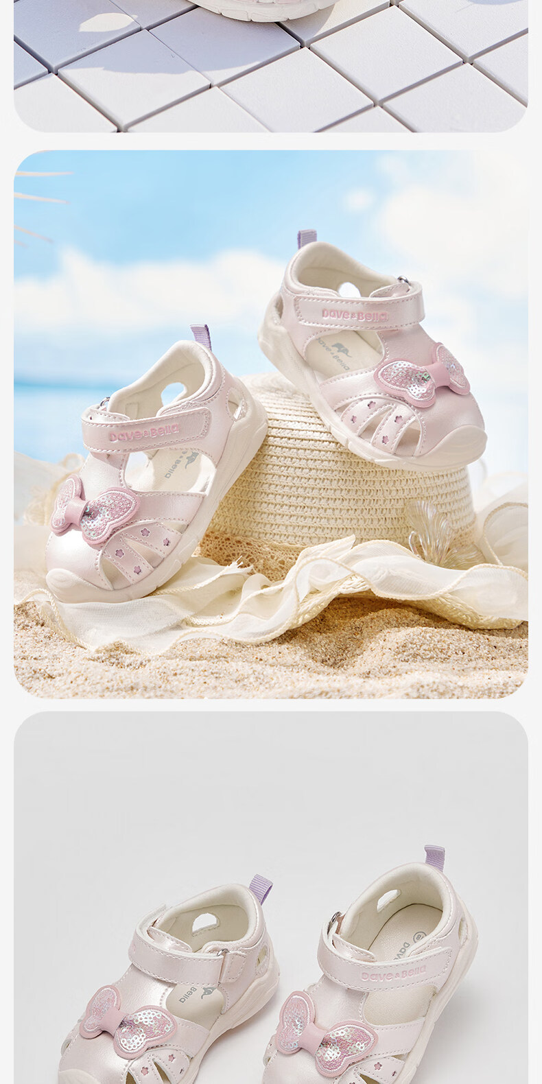 DAVE & BELLA Kids Key Shoes Girls Toddler Walking Sandals Baby Stylish Sweet Shoes 10