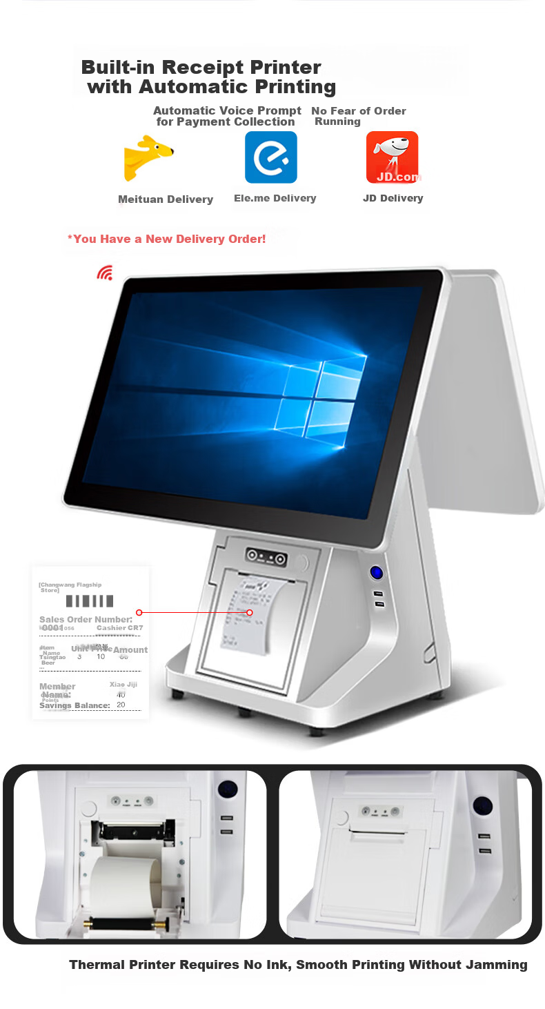 CHANGWANG CW1202 All-in-One Supermarket Cash Register POS System with Weighing, Restaurant Ordering, Meituan Delivery Printing 7
