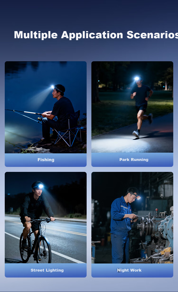 JD Jingzao Telescopic Zoom Headlamp Outdoor Headlight Head-Worn Rechargeable Camping Fishing High Brightness Long Battery Life 9