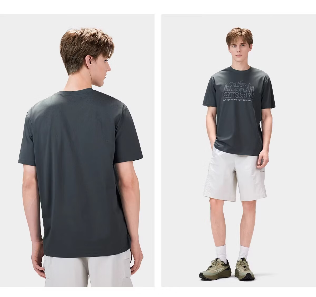 CAMEL Outdoor Quick-Dry Men's T-Shirt Spring Summer Short Sleeve Cooling Breathable Sweat-Absorbing Wrinkle-Resistant Stretch Printed Hiking Sun Protection K048 16
