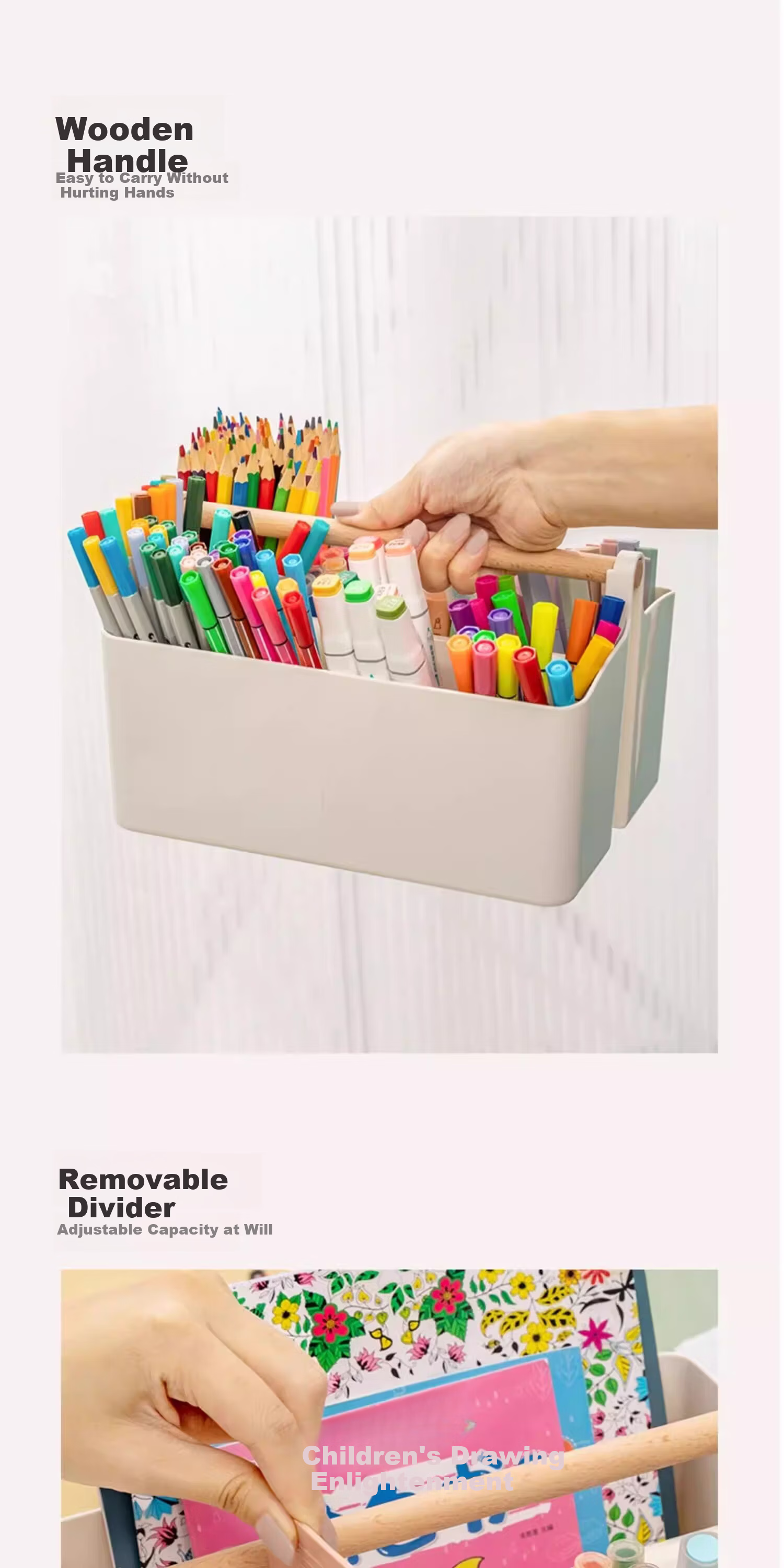 Jukeai Large Capacity Marker Pen Holder Multifunctional Desk Organizer with Handle for Students 4