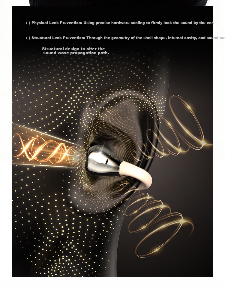 KUGOU ET300 Bluetooth 6.0 Clip-On Bone Conduction Earphones Open-Ear Wireless Sports Running Music Gaming Noise-Cancelling Long Battery Life 19