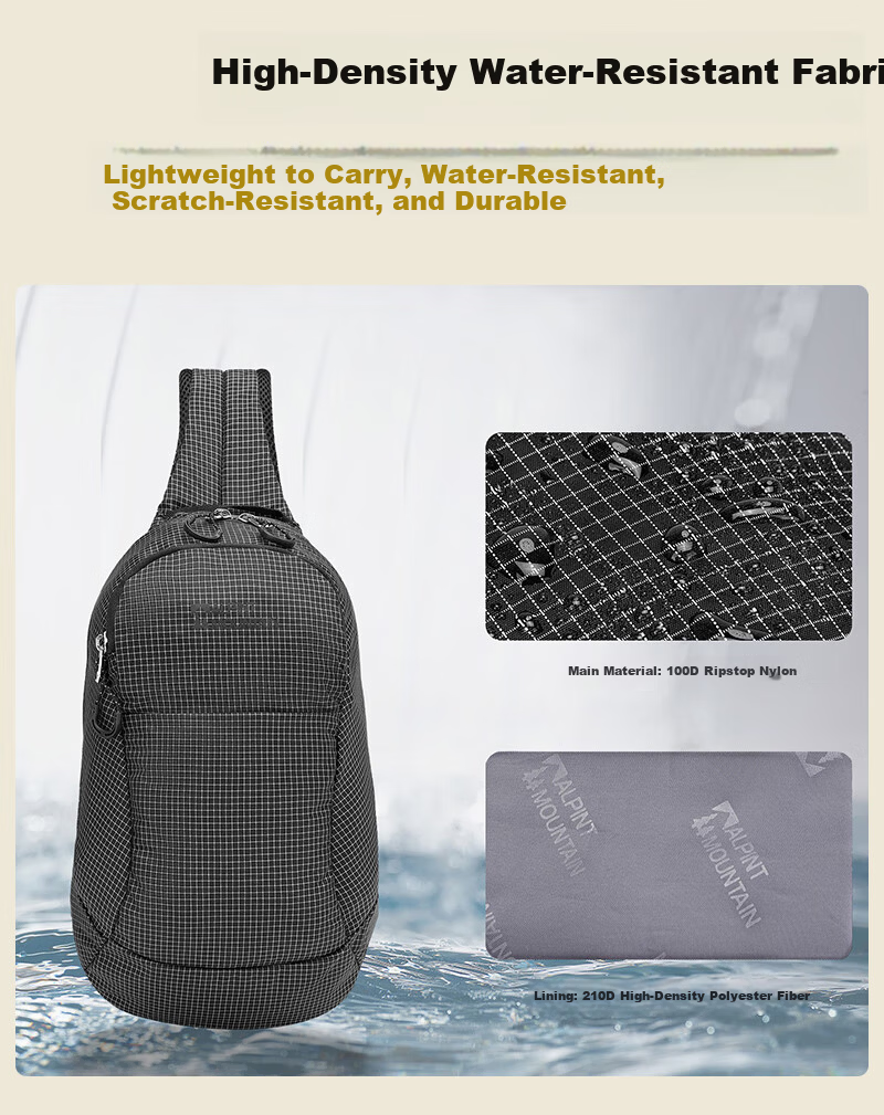 ALPINT MOUNTAIN Outdoor Trendy Crossbody Bag Chest Bag Shoulder Bag Small Backpack Large Capacity Casual Travel Cycling 3