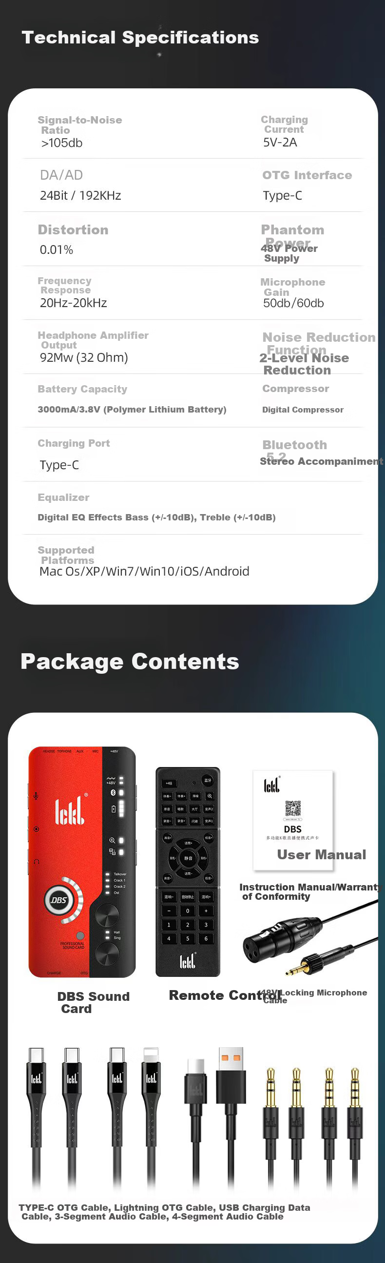 Ickb DBS Sound Card 2nd Generation Kit Mobile Live Streaming Computer Douyin Kuaishou Universal Host Singing KTV Recording Live Streaming Equipment Complete Set Red Condenser Microphone 20