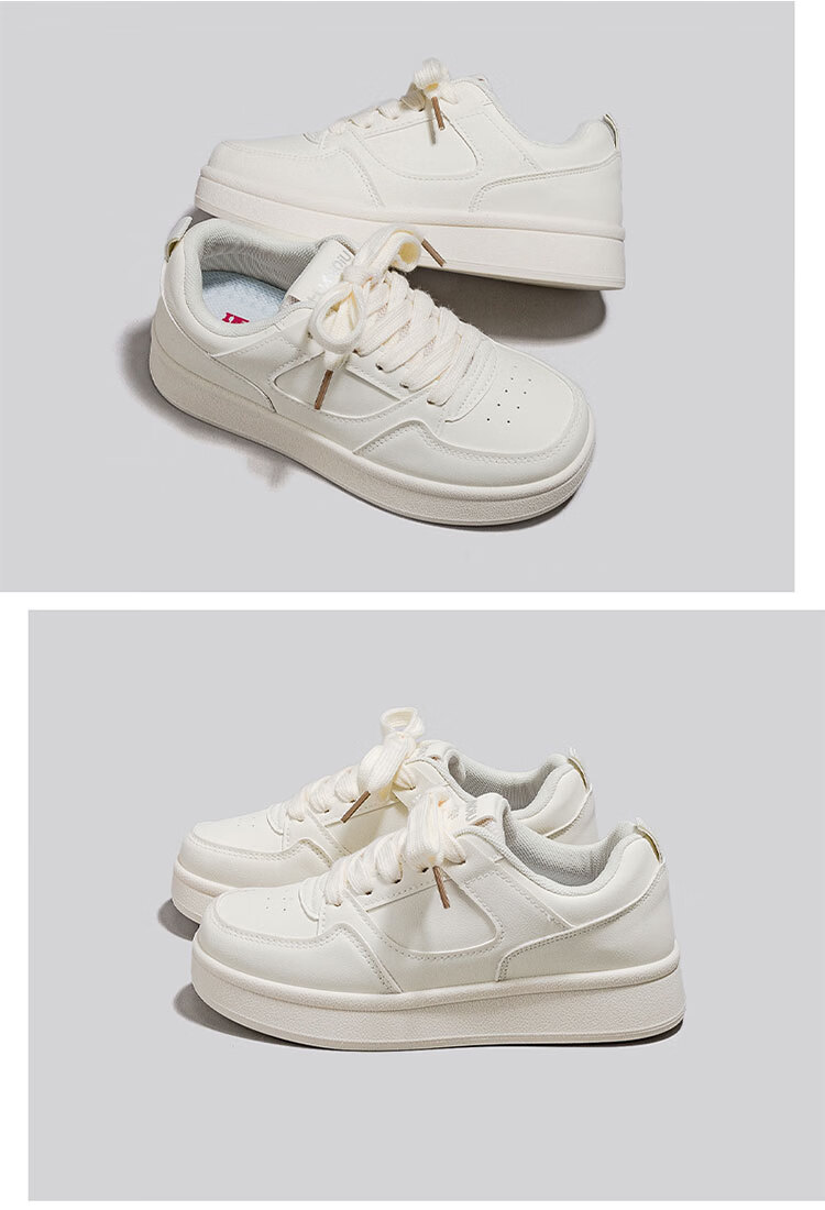 HUANQIU Versatile Casual Sneakers, 2026 New Popular Style White Shoes, Women's Thick-Soled Heightening Ins Campus Sports Shoes 8