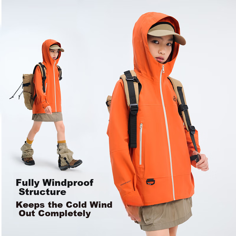 Pelliot Kids Outdoor Windproof Hard Shell Jacket Autumn Winter 135101017 Orange Size 165