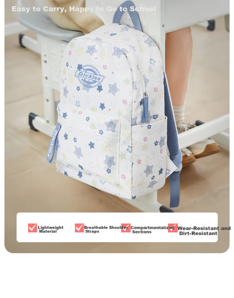 Dickies Large Capacity Backpack for College Students, Women, High School, Sports, School, Travel, Outdoor, Black/Starry Sky 11