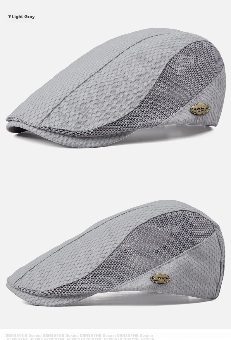 Denssyne Quick-Dry Men's Summer Beret Breathable Mesh Thin Sun Protection Casual Versatile Fishing Outdoor Cap 7