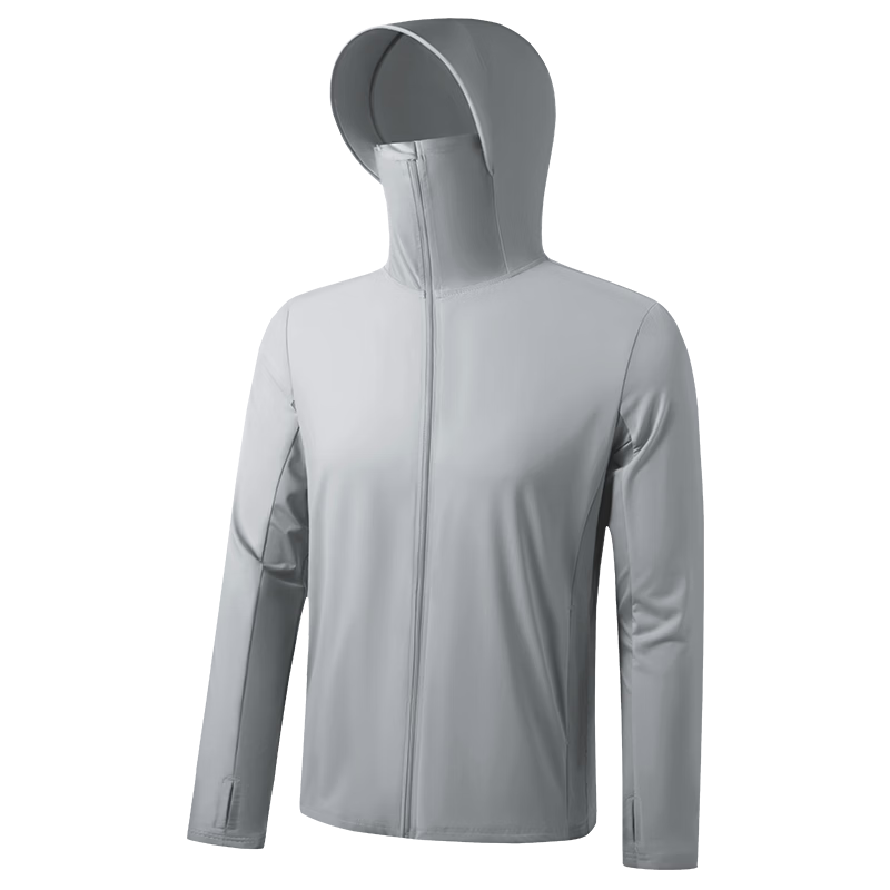 MINISO Men's UV Protection Sunproof Ice Silk Hooded Outdoor Fishing Cycling Breathable Lightweight Sun Protection Jacket Z Ice Blue 3XL