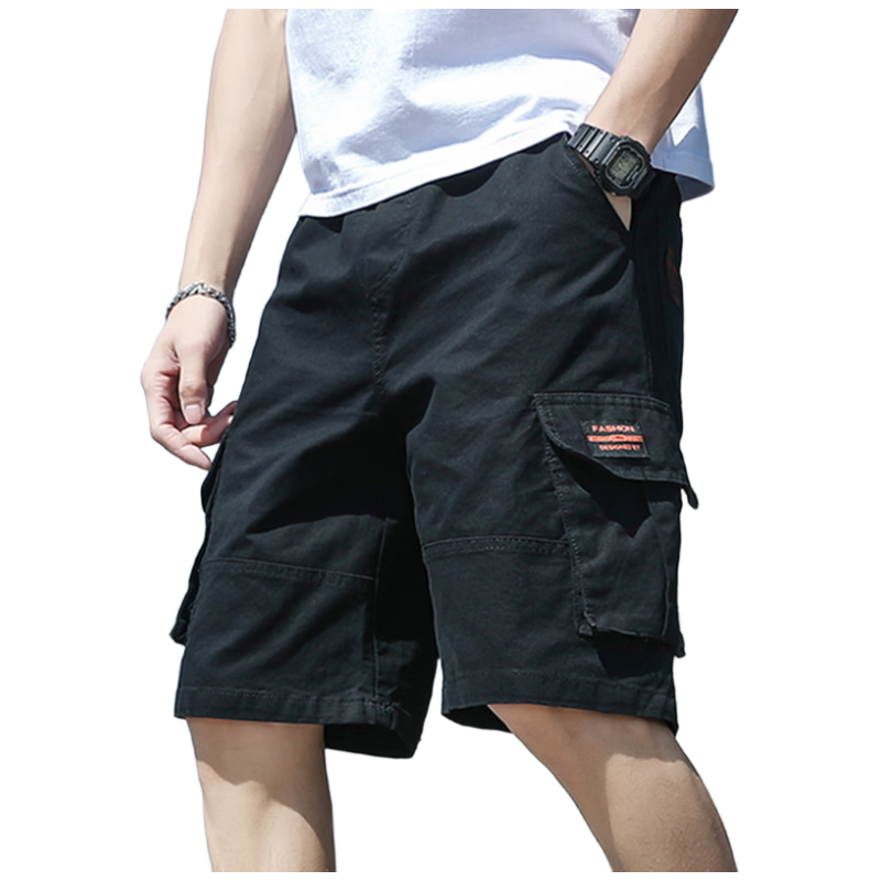 TUCANO Men's Summer Cotton Comfortable Multi-Pocket Cargo Shorts Skin-Friendly Sports Five-Point Pants Camouflage L