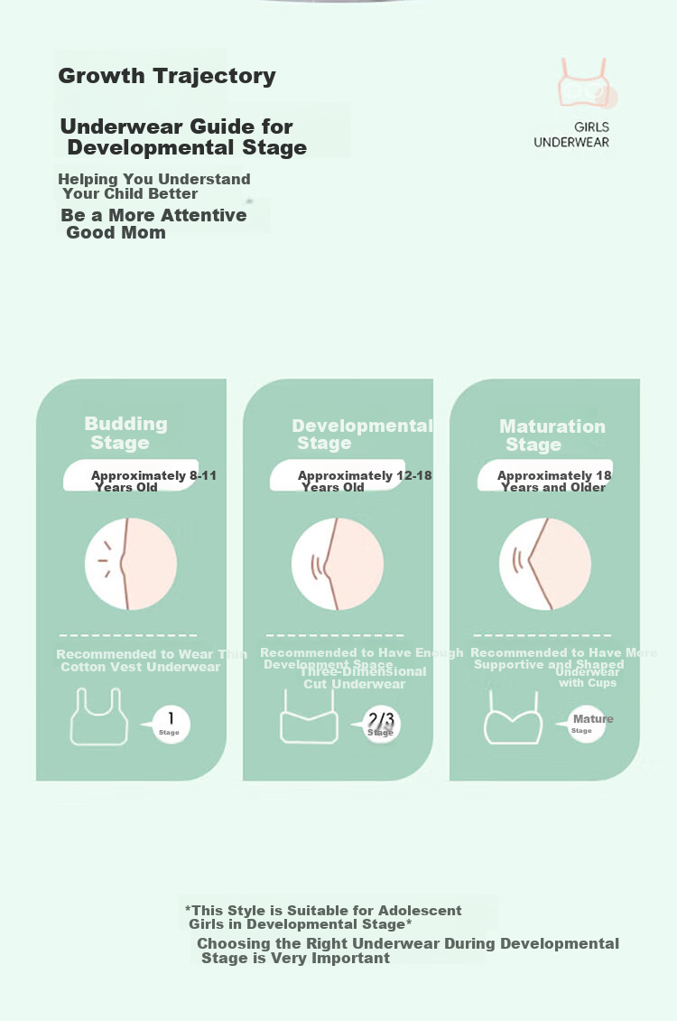 FitonTon Teen Girls Developmental Underwear 13-Year-Old High School Girls Children's Vest Sports Shockproof Junior High School Student Girls Bra 8