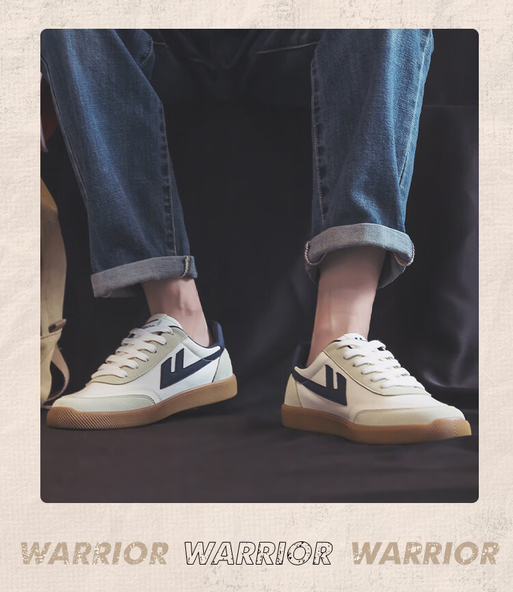 Warrior Men's Breathable Canvas Shoes Classic Flat Trendy Couple Shoes Student Casual Shoes 638 Black Beige Size 42 10