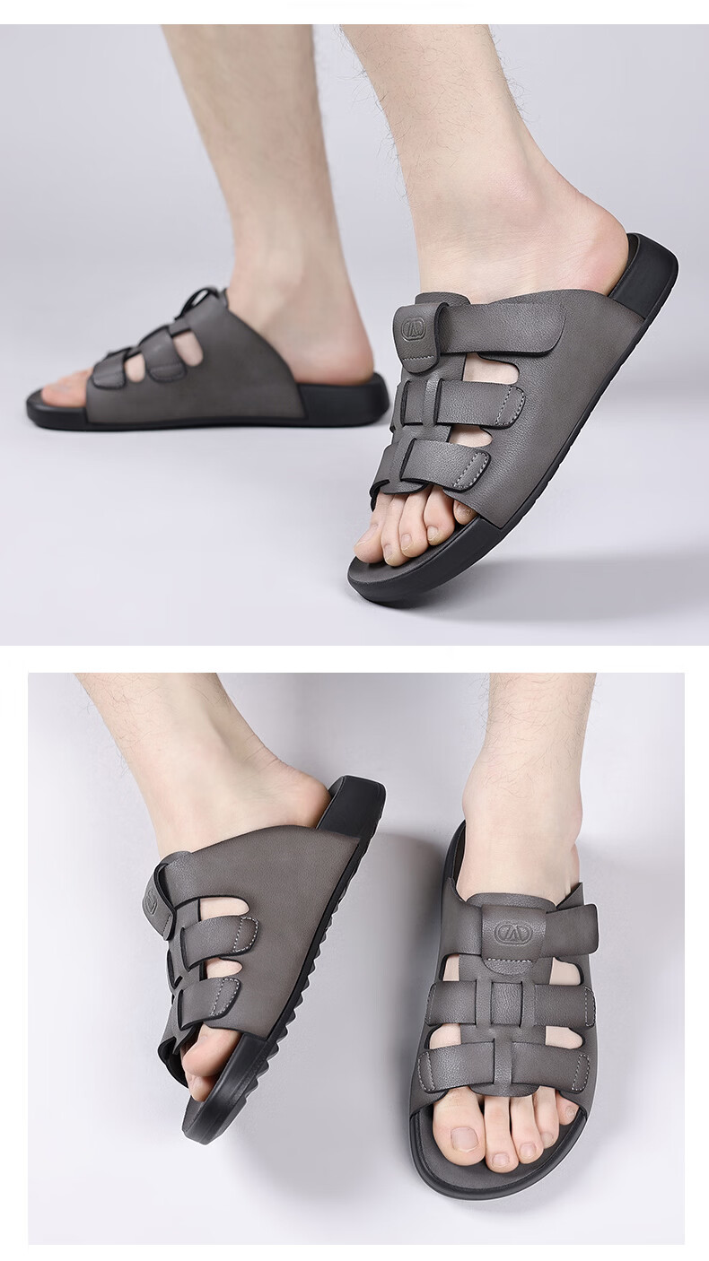 Aokang Summer Men's Casual Beach Sandals Black Size 43 19