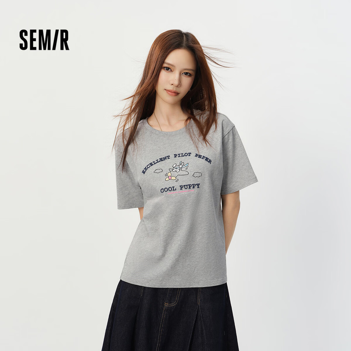 Semir BRUNCH BROTHER Collaboration Women's Summer Cotton Embroidered Short Sleeve T-Shirt 2026 Top 109326100023