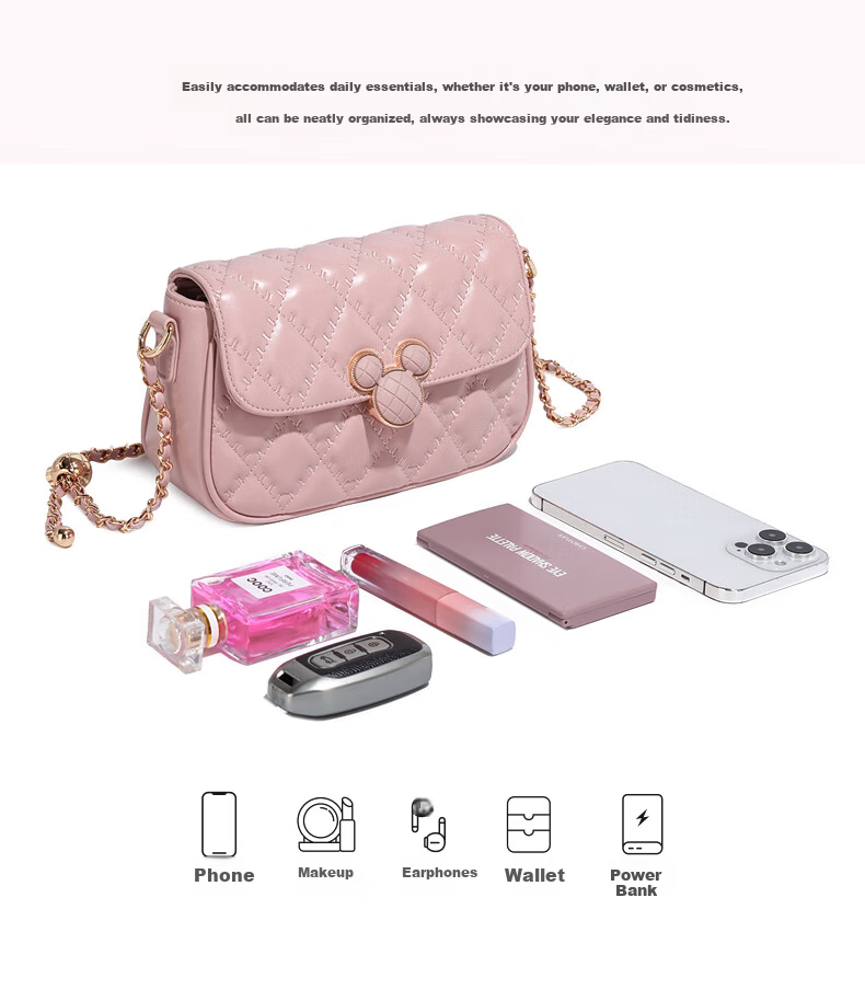 Disney & ORVE Joint Shoulder Crossbody Chain Small Square Bag White [Includes Branded Tote Bag] 4