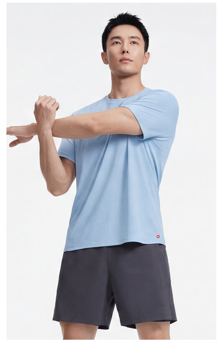 JD Jingzao New Sports T-Shirt Quick-Dry Summer Outdoor Running Fitness Training Short Sleeve Men Glacier Blue 2XL 20