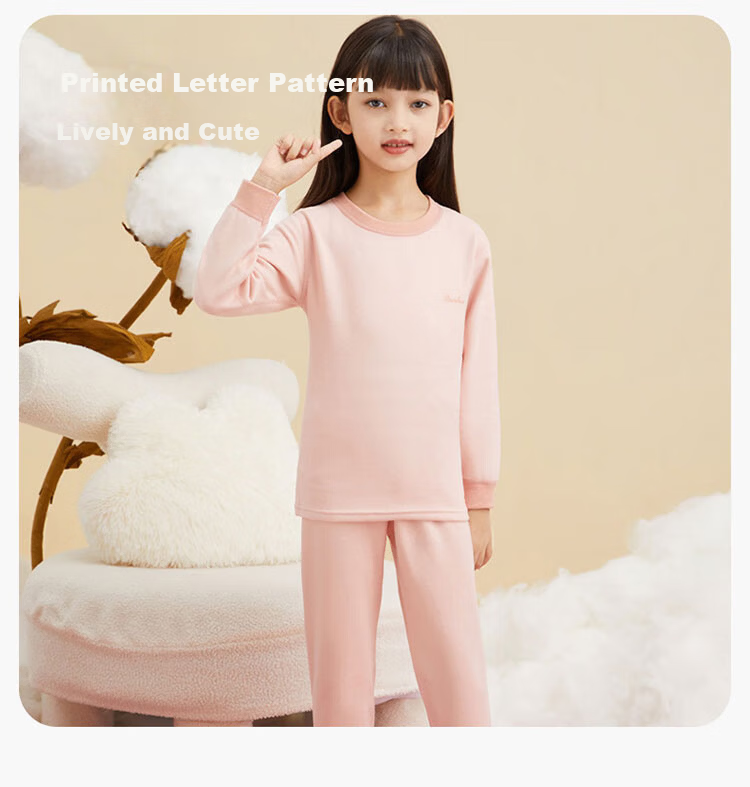 Hodo Children's Thermal Underwear Wool Silk Autumn Clothes Autumn Pants Boys Girls Antibacterial Pajamas Light Blue 100 9