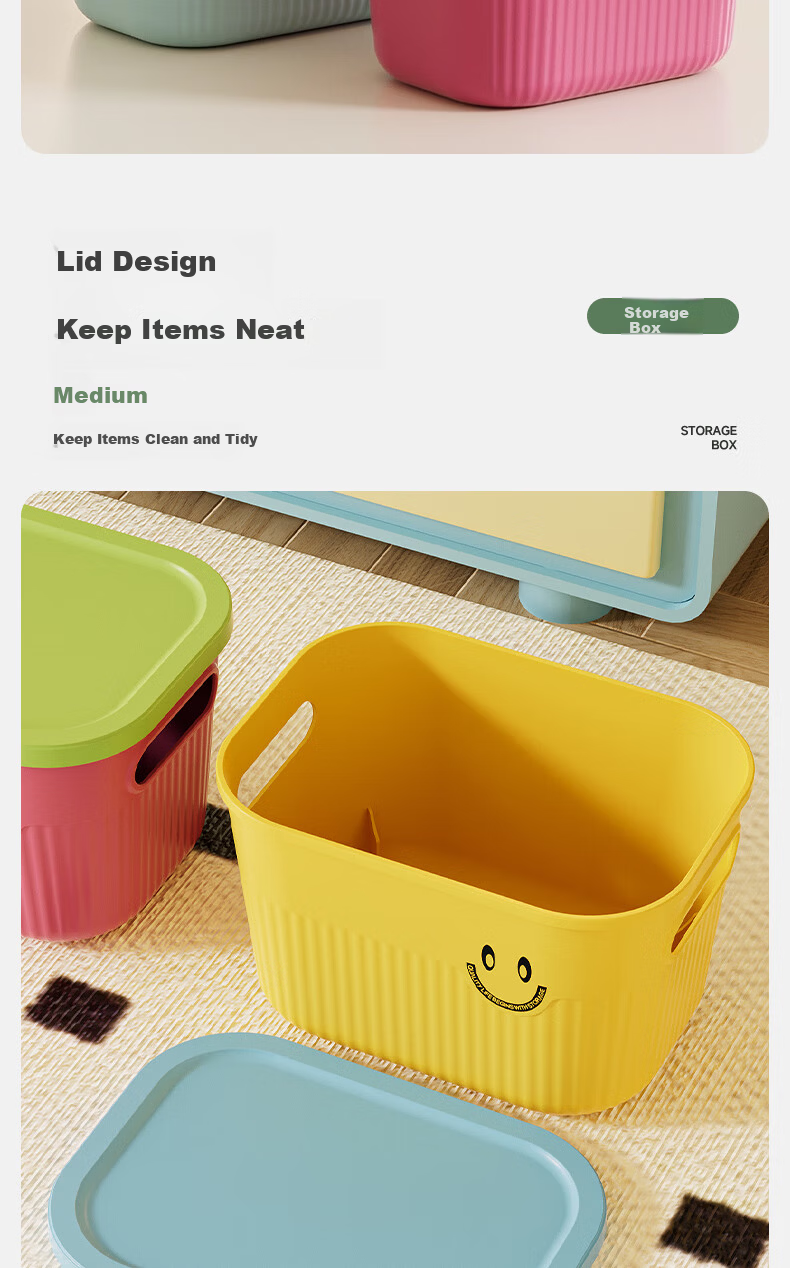 Kousu Dopamine Desktop Storage Box with Lid for Snacks, Toys, Miscellaneous Items, Household Cosmetics Storage Container 4