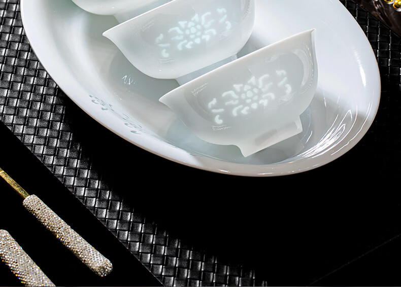 Taoxianghui Jingdezhen Underglaze Color Exquisite White Porcelain 8-Inch Deep Rice and Vegetable Plates High-Temperature Ceramic Plates Set of 6 1