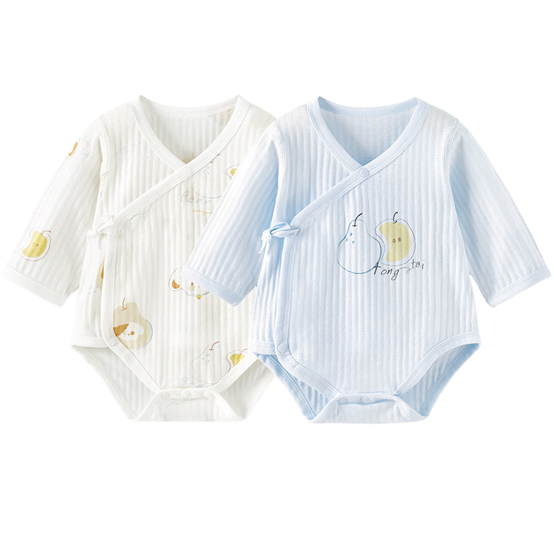 TONGTAI Baby Romper Summer Cotton Infant One-Piece Newborn Triangle Bodysuit Crawling Suit Blue 73cm