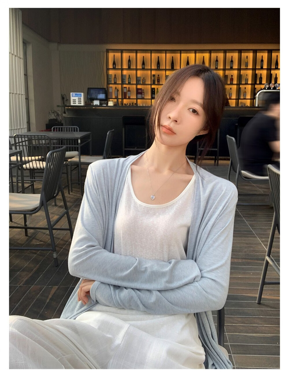 ICH MODE "Lazy Mode" Vest Set Summer Physical Sun Protection Long Sleeve T-Shirt Thin Jacket Air Conditioning Shirt White L 16