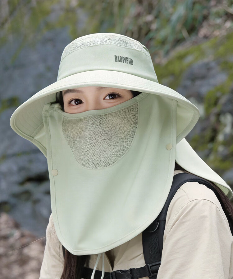 EFZ Women's Summer Sun Protection Hat UV Protection Face and Neck Cover Integrated Fisherman Hat for Fishing and Mountaineering 15