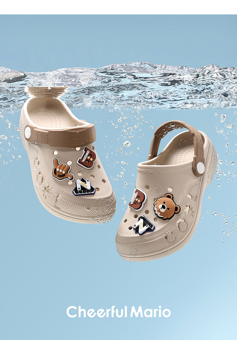 Cheerful Mario 2026 New Summer Kids Breathable Soft Sole Clog Boys Home Soft Sole Bathing Beach Sandals 40