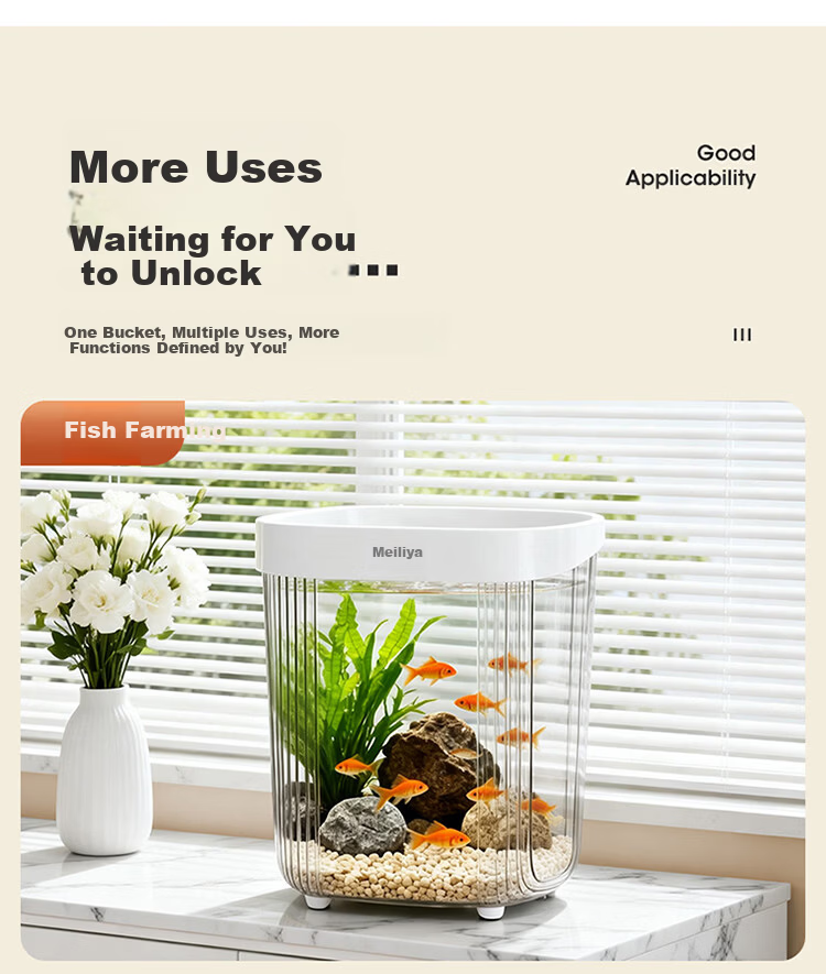 Meiliya Living Room High-Value 12L Trash Can 2025 New Transparent Large Household Kitchen Bathroom 11