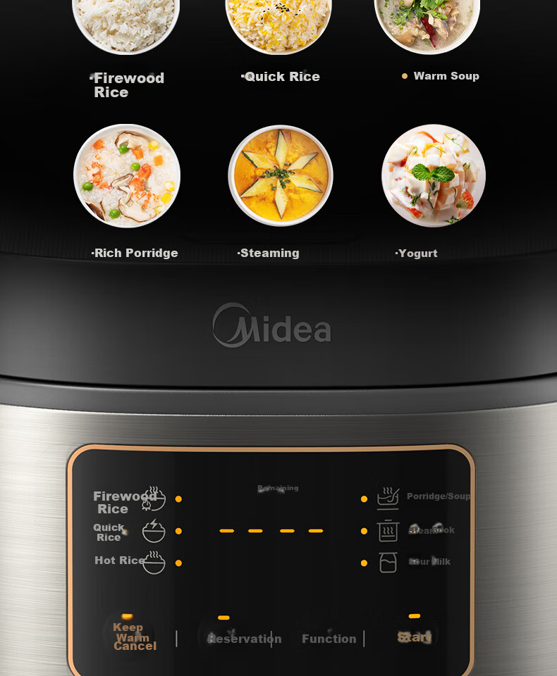 Midea 3L Rice Cooker Home Micro-Pressure Slow Cook Smart Reservation Yogurt Multifunction Copper Energy-Gathering Non-Stick Inner Pot Electric Rice Cooker 1-6 People [MB-TQ332] 13