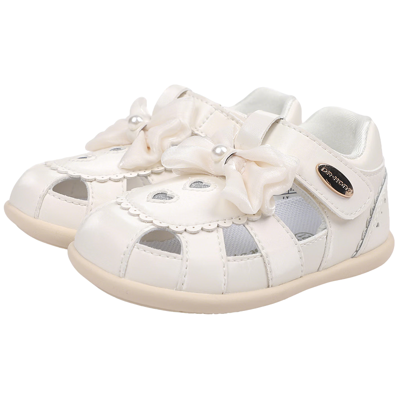 DR·KONG Summer Girls Breathable Walking Shoes Baby Cute Princess Closed-Toe Children's Sandals Beige Size 21