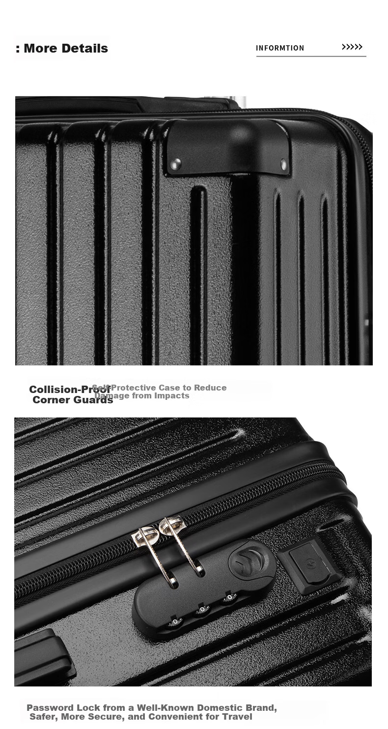 Semir Luggage Suitcase Business Trolley Travel Case Universal Password Lock Black (Upgraded Aluminum Frame) 24 Inch 9