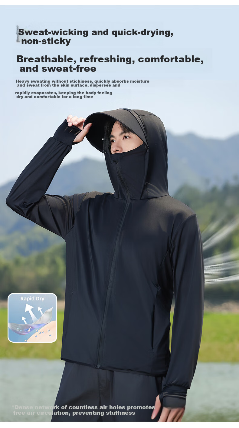 Combo Men's Ice Silk Summer UV Protection Ultra-Thin Breathable Cycling Outdoor Sun Protection Jacket Women's Fishing Coat 21