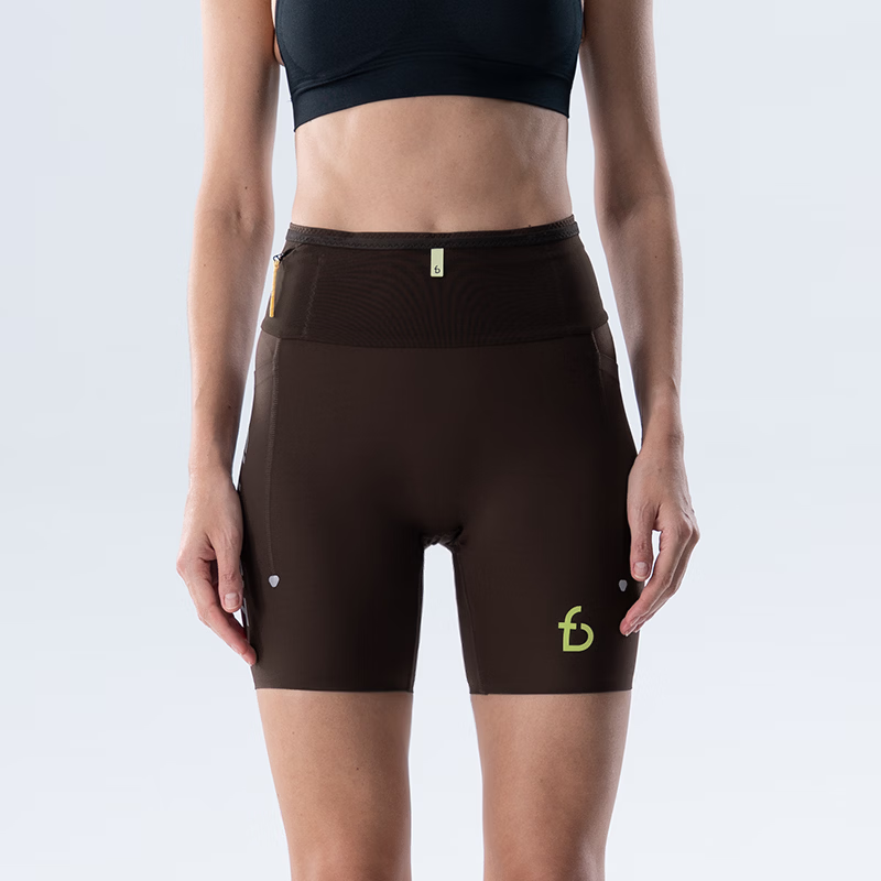 Feibit Kangaroo Pants 4.0 Women's Compression Tights Running Breathable Moisture-Wicking Marathon Deep Rock Brown S